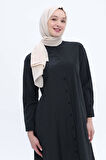 Siyah-Pamuklu Çizgili Poplin Gömlek Tunik