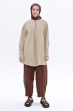 Allday 24Ds50257Al0 Yaka Biritli Keten Kadın Tunik