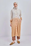 Camel-Degrade Keten Gömlek Tunik