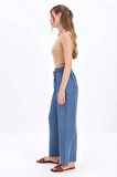 Mavi-Beli Lastikli Denim Pantolon