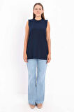 Lacivert-Kolsuz T-Shirt Tunik