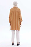 Camel-Büyük Beden Reglan Kol Gömlek Tunik