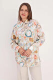 Bej-Mint-Oversize Gömlek