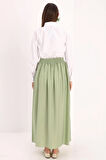 Açık Yeşil-Pileli Kloş Etek
