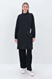 Siyah-Aksesuar Cepli Sweat Tunik