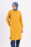 Sarı-NAKIŞLI PİLİKAŞELİ SWEAT TUNİK