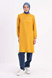 Sarı-NAKIŞLI PİLİKAŞELİ SWEAT TUNİK
