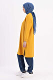 Sarı-NAKIŞLI PİLİKAŞELİ SWEAT TUNİK