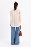 Bej-KÖŞE MANŞET DETAYLI ŞIK DÜĞMELİ GÖMLEK