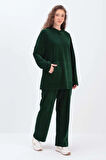 Zümrüt-KAPÜŞONLU KANGURU CEPLİ PANTOLONLU TAKIM