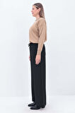 Siyah-Beli Lastikli Kordonlu Pantolon
