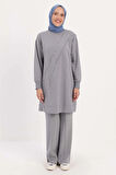 Gri-SÜS FERMUARLI SWEAT TUNİK