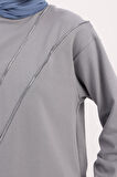 Gri-SÜS FERMUARLI SWEAT TUNİK