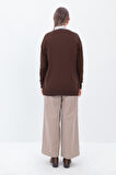 Kahve-BASİC REGLAN BİSİKLET YAKA KAZAK