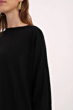 Siyah-BASİC REGLAN BİSİKLET YAKA KAZAK