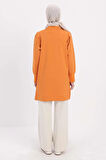 Turuncu-TAŞ YAZILI KOLU PİLELİ YANI YIRTMAÇLI TUNİK