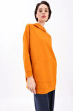 Turuncu-Kapüşonlu Sweat Tunik