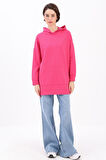 Fuşya-Kapüşonlu Sweat Tunik