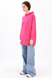 Fuşya-Kapüşonlu Sweat Tunik