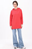 Nar Çiçeği-Kapüşonlu Sweat Tunik