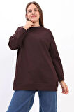 Acı Kahve-Bisiklet Yaka Reglan Kol Sweatshirt