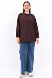 Acı Kahve-Bisiklet Yaka Reglan Kol Sweatshirt