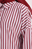 Bordo-Beyaz-Oversize Basic Gömlek