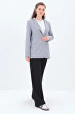 Gri-Astarlı Blazer Ceket