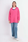 Fuşya-Fermuarlı Sweat Hırka