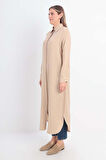 Bej-Gizli Patlı Gömlek Tunik