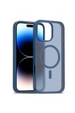 Fuchsia iPhone 16 Pro Max ile Uyumlu Jota Kablosuz Şarj Özellikli Kapak - Lacivert