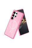 Fuchsia Samsung Galaxy S24 Ultra ile Uyumlu Kılıf Star Kablosuz Şarj Özellikli Kapak - Pembe