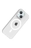 Fuchsia iPhone 14 ile Uyumlu PC Blank Kablosuz Şarj Özellikli Kapak - Şeffaf