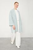 Levidor Mint Yeşili Çizgili Desen Kimono Takım