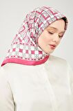Levidor Fuşya LVD Baskılı Trend Twill Eşarp