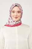 Levidor Fuşya LVD Baskılı Trend Twill Eşarp