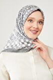 Levidor Gri LVD Baskılı Trend Twill Eşarp