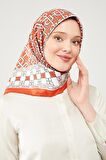 Levidor Turuncu LVD Baskılı Trend Twill Eşarp