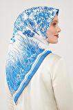 Levidor Lacivert Sazlık Desen Trend Twill Eşarp
