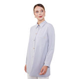 Kadın Gri Varak Düğmeli Gömlek 210076