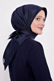 Lacivert Düz Twill Ipek Eşarp