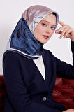 Lacivert Soyut Çiçek Twill Eşarp
