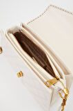 Krem Burma Kilit Detay Omuz Çantası