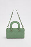 Yeşil Zincir Aksesuarlı Kapitone El Çantası