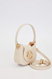 Logolu, Mini Boy, Zincir Detaylı, Uzun Askılı, Kadın Şık El Çantası 930346 Krem