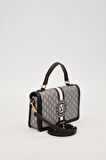 Siyah Logolu Monogram Desen El Çantası