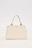 Krem Şerit Dikiş Model El Çantası