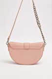Asimetrik Tasarım, Zincir Ve Logo Detaylı Şık Kadın Omuz Çantası 930373 Pembe