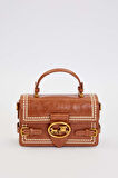 Otantik Fayton Metal Logo Nakış ve Kemer Detaylı Küçük Boy Kadın El ve Omuz Çantası LV930576 Camel
