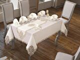 26 Parça Elegant Masa Örtüsü Takımı Krem